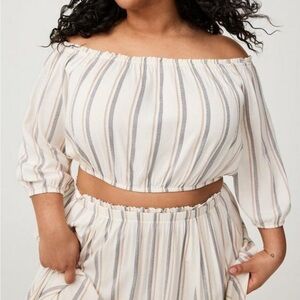 Striped Off-Shoulder Crop Top
